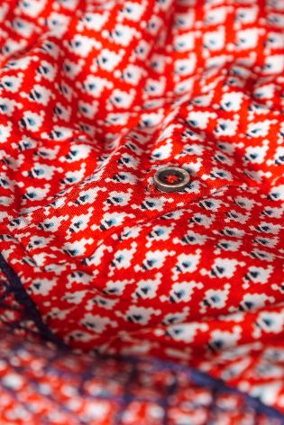 Red Geo Print Shirred Dress (3mths-6yrs)